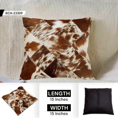 Handmade Multicolor Patchwork Cowhide Cushion Cover - Rustic Elegance & Natural Beauty - Luxurious - Hypoallergenic - Unique Animal Patterns