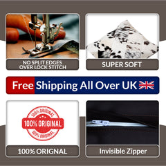 Luxurious Handmade Multicolour Patchwork Cowhide Cushion Cover for Non-Shedding Sofa - Soft Natural Hair, Unique Rustic Charm, Durable