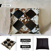 Luxurious Handmade Multicolor Patchwork Cowhide Cushion Cover for Natural Elegance & Rustic Charm