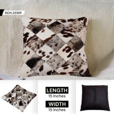 Luxurious Handmade Multicolor Patchwork Cowhide Cushion Cover with Hypoallergenic Design and Rustic Charm