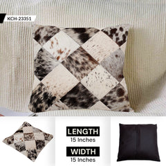 Luxurious Handmade Multicolor Patchwork Cowhide Cushion Cover with Hypoallergenic Design and Rustic Charm