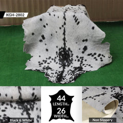 Luxurious Black & White Goat Skin Rug - Handmade Pure Goat Skin Floor Rug with Unique Color Variations, Soft & Eco-Friendly