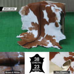 Luxury Handmade Brown & White Goat Skin Rug | Soft, Durable, Non-Shedding, Eco-Friendly | Unique Rustic Charm | Hypoallergenic | Non-Slip - Celestial Leather Limited