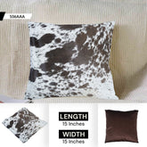 Luxurious Handmade Cowhide Cushion Cover with Velvet Back - Unique Animal Patterns - Rustic Elegance - 100% Natural Cowhide - Brown, Black, - Celestial Leather Limited