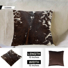 Luxurious Handmade Cowhide Cushion Cover with Velvet Back - Unique Animal Patterns - Rustic Elegance - 100% Natural Cowhide - Brown, Black, - Celestial Leather Limited