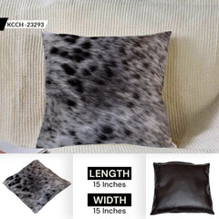 Luxurious Handmade Brown and White Cowhide Accent Cushion Cover with Unique Animal Patterns and Invisible Zipper Closure