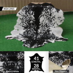 Luxurious Handmade Black & White Goat Skin Rug - Soft, Pet-Friendly, Hypoallergenic, & Eco-Friendly - Unique Statement Piece for Your Home - Celestial Leather Limited
