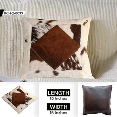 Rustic Elegance: Luxurious Multicolor Cowhide Patchwork Cushion Cover - Handmade Hypoallergenic Design - Celestial Leather Limited