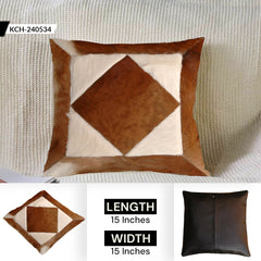 Rustic Elegance: Luxurious Multicolor Cowhide Patchwork Cushion Cover - Handmade Hypoallergenic Design - Celestial Leather Limited