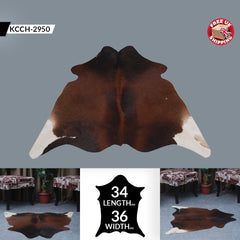 Luxurious Natural Cowhide Rug in Dark Brown and White Animal Print, Small Area Rug with Hypoallergenic, Non-Slip Back - Free Shipping