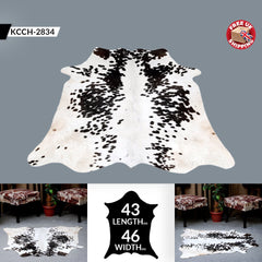 Luxurious Dark Brown & White Cowhide Rug - Small Animal Print Area Rug with Non-Slip Backing - Hypoallergenic Properties
