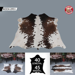 Luxurious Hypoallergenic Cowhide Rug with Non-Slip Suede Back - Small Animal Print Area Rug in Dark Brown and White