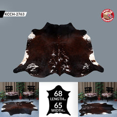 Luxurious Dark Brown & White Cowhide Rug - Hypoallergenic Brazilian Hide with Non-Slip Backing - Premium Extra Large Size - Free Shipping in