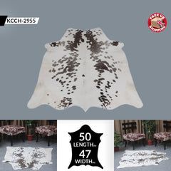 Luxury Grey and White Cowhide Rug with Salt & Pepper Hair - Hypoallergenic, Non-Shedding, Handcrafted Décor for Home - Free Shipping in UK