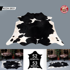 Luxurious Black and White Cowhide Rug - Handcrafted Medium Salt & Pepper Hair-on Hide for Modern Home Decor