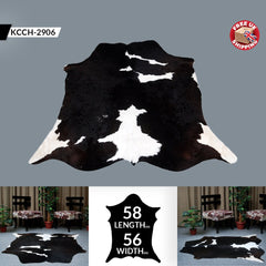 Luxurious Black & White Cowhide Rug for Bedroom and Living Room - Hypoallergenic, Non-Slip, Non-Shedding, Unique Natural Beauty - Free