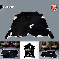 Luxurious Black & White Cowhide Rug for Bedroom - Living Room - Hypoallergenic, Non-Slip, Unique Natural Beauty - Free Shipping in UK!