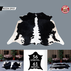Luxurious Black & White Cowhide Rug | Large Spotted Hair Rug for Bedroom/Living Room | Hypoallergenic - Non-Slip Suede Back | Unique Natural