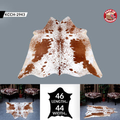 Luxury Brown & White Cowhide Rug with Non-Slip Backing | Hypoallergenic - Non-Shedding | Handcrafted from 100% Natural Hides | Free Shipping