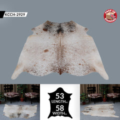 Luxurious Handcrafted Grey & White Cowhide Rug with Hypoallergenic Backing - Unique Natural Beauty for Home Decor