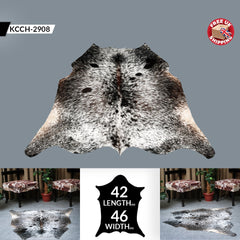 Luxurious Grey & White Cowhide Rug - Hypoallergenic, Non-Slip Backing, Handcrafted Quality, One-of-a-Kind Design with Natural Sheen