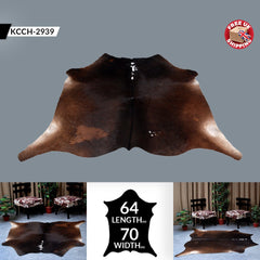 Luxurious XL Dark Brown Cowhide Rug with Hypoallergenic & Non-Slip Back - Hand selected Premium Hide for Elegant Décor