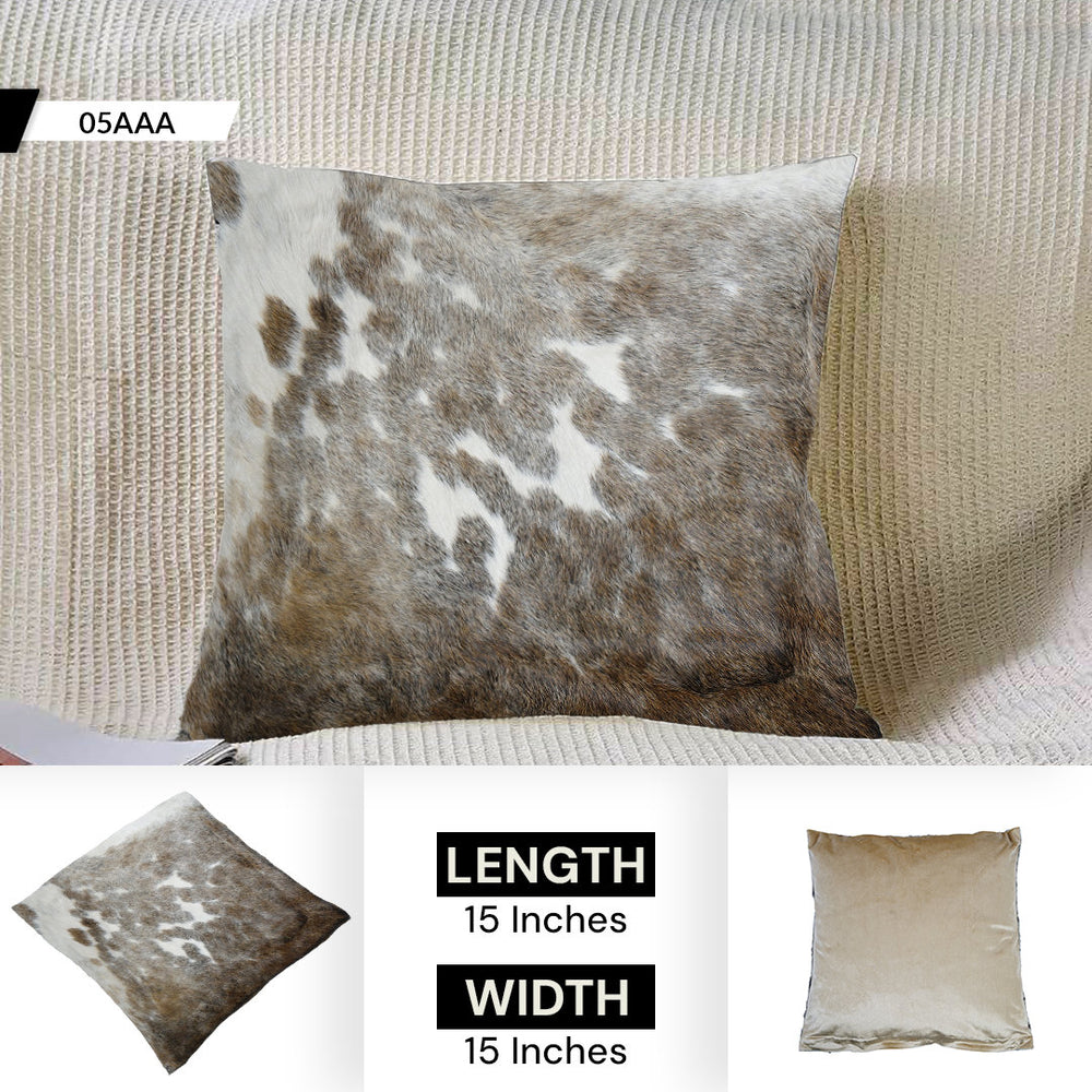 Luxurious Handmade Cowhide Cushion Cover - Rustic Elegance with Velvet Back - Natural Animal Patterns - Reversible Hair On Case - Celestial Leather Limited