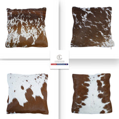 Luxurious Handmade Cowhide Throw Pillow Cover with Velvet Back - Natural Animal Patterns - Rustic Elegance for Home Decor - Celestial Leather Limited