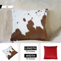 Luxurious Handmade Cowhide Throw Pillow Cover with Velvet Back - Natural Animal Patterns - Rustic Elegance for Home Decor - Celestial Leather Limited