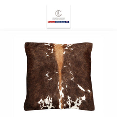 Luxurious Handmade Cowhide Cushion Cover with Velvet Back - Brown, Black, and White Pattern - Rustic Elegance for Home Decor - Celestial Leather Limited