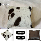 Luxurious Genuine Leather Cowhide Cushion Cover - Stylish Home Décor Accent made from Eco-Friendly Materials with Hidden Zipper