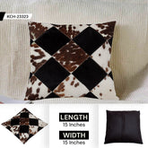 Luxurious Multicolor Patchwork Cowhide Cushion Cover - Handmade Natural Hide Throw Pillow Case - Rustic Elegance for Sofa or Bed