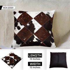 Luxurious Multicolor Patchwork Cowhide Cushion Cover - Handmade Natural Hide Throw Pillow Case - Rustic Elegance for Sofa or Bed
