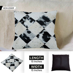 Luxurious Handmade Multicolor Patchwork Cowhide Cushion Cover for Natural Elegance & Rustic Charm
