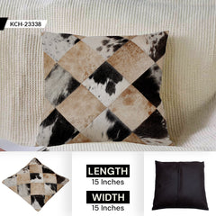 Luxury Multicolor Handmade Cowhide Patchwork Cushion Cover - Hypoallergenic Rustic Elegance & Natural Beauty