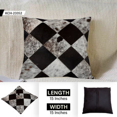 Luxurious Multicolor Patchwork Cowhide Cushion Cover with Non-Shedding Hair for Sofa - Handmade Rustic Elegance and Natural Beauty