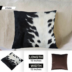 Luxurious Handmade Cowhide Accent Cushion Cover - Velvet Back, Unique Animal Patterns, Rustic Charm, Natural Cowhide Hair, Soft and Durable - Celestial Leather Limited