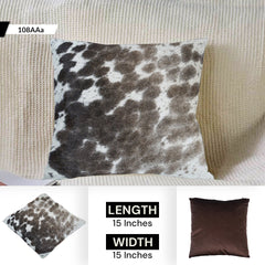 Luxurious Handmade Cowhide Cushion Cover with Velvet Back - Unique Animal Patterns - Rustic Elegance - 100% Natural Cowhide - Brown, Black, - Celestial Leather Limited