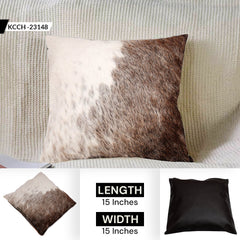 Luxury Handmade Brown & White Cowhide Sofa Accent Cushion Cover - Rustic Elegance for Home Décor