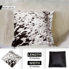 Rustic Elegance Cowhide Cushion Cover - Brown and White Hair on Leather - Handmade Luxury Throw Pillow Cover
