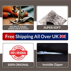 Luxurious Handmade Brown and White Cowhide Throw Cushion Cover - Natural Elegance for Home Decor