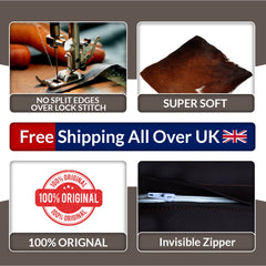 Luxurious Handmade Brown and White Cowhide Accent Cushion Cover for Sofa - Rustic Elegance - Natural Beauty - Unique Animal Patterns - Gift