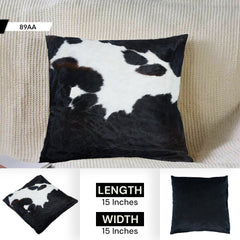 Luxurious Handmade Cowhide Accent Cushion Cover with Soft Velvet Back - Rustic Decorative Pillow Case - Celestial Leather Limited