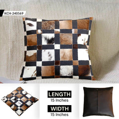 Luxurious Multicolor Patchwork Cowhide Hypoallergenic Cushion Cover with Unique Animal Patterns & Durable Design