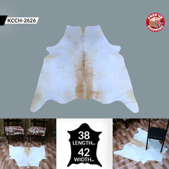 Luxurious Medium Brown and White Cowhide Rug - Hypoallergenic, Non-Slip Backing, Handcrafted, Unique Markings - Perfect for Bedroom/Living