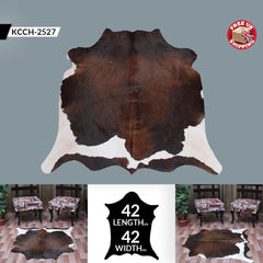 Luxurious Dark Brown & White Cowhide Rug - Hypoallergenic Medium Size Rug with Non-Slip Backing for Modern Home Decor