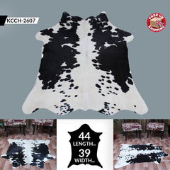 Luxurious Natural Dark Brown and White Small Animal Print Cowhide Rug with Hypoallergenic and Non-Slip Backing - Free Shipping UK