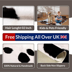 Luxurious Small Cowhide Rug - Dark Brown & White Animal Print with Non-Slip Suede Back - Hypoallergenic - Non-Shedding - Handcrafted Premium