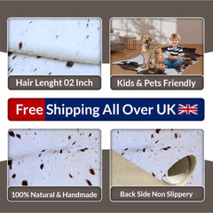 Luxury Hypoallergenic Natural Cowhide Rug with Non-Slip Suede Back - Brown & White Hair Small Area Rug for Home Decor - Handcrafted Premium