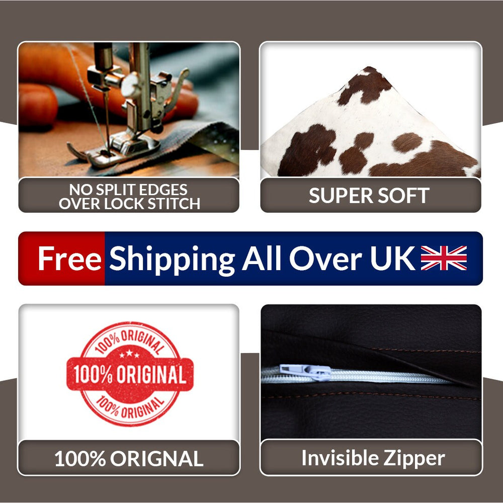 Luxurious Handmade Cowhide Throw Pillow Cover with Velvet Back - Rustic Decorative Cushion Case for Home Décor - Celestial Leather Limited